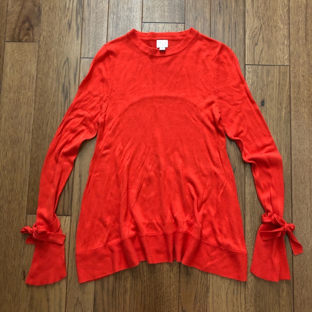 Red Bow Sleeve Sweater